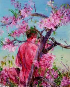 árbol de flor de durazno moderno Pinturas al óleo